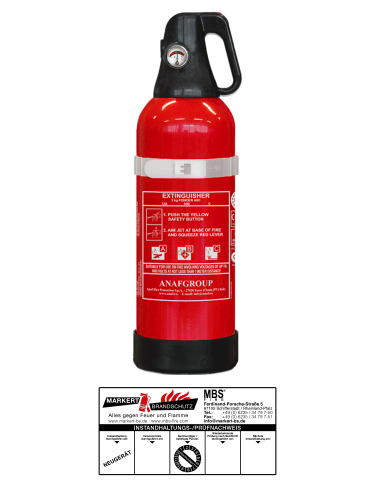 Anafgroup 2kg ABC Pulver Feuerlöscher KFZ Alubehälter